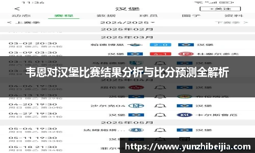 韦恩对汉堡比赛结果分析与比分预测全解析